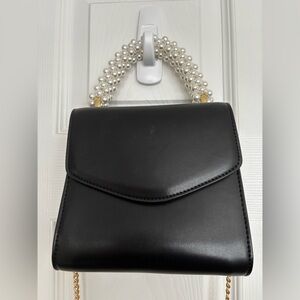 TOPSHOP Nordstrom Elegant Black Handbag with Pearl Handle